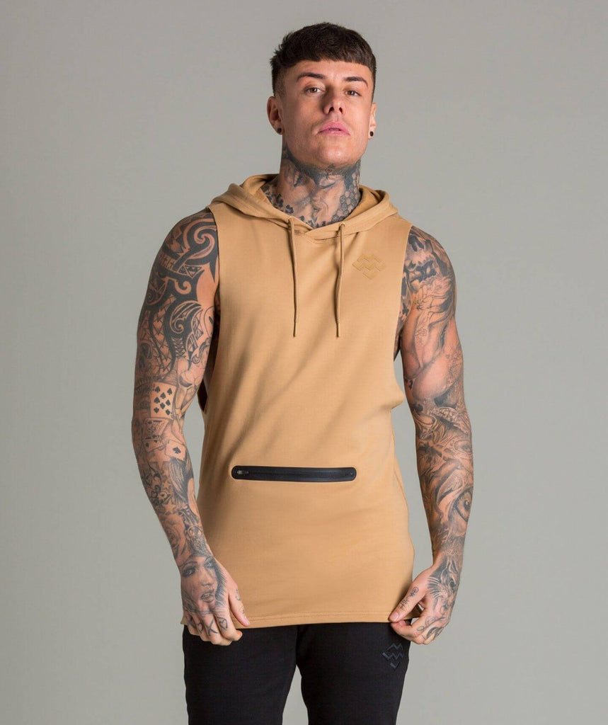 Flow Cut Off Hoodie (French Beige) - Machine Fitness