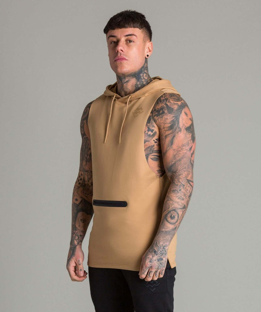 Flow Cut Off Hoodie (French Beige) - Machine Fitness