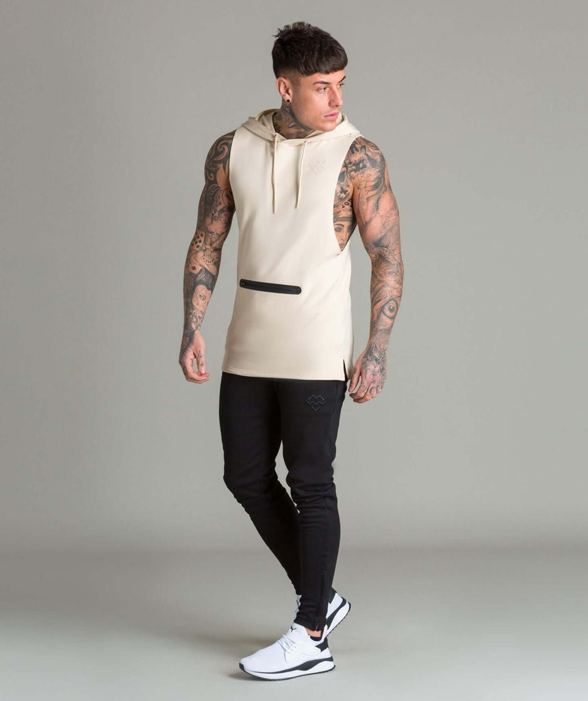 Flow Cut Off Hoodie (Off White) - Machine Fitness