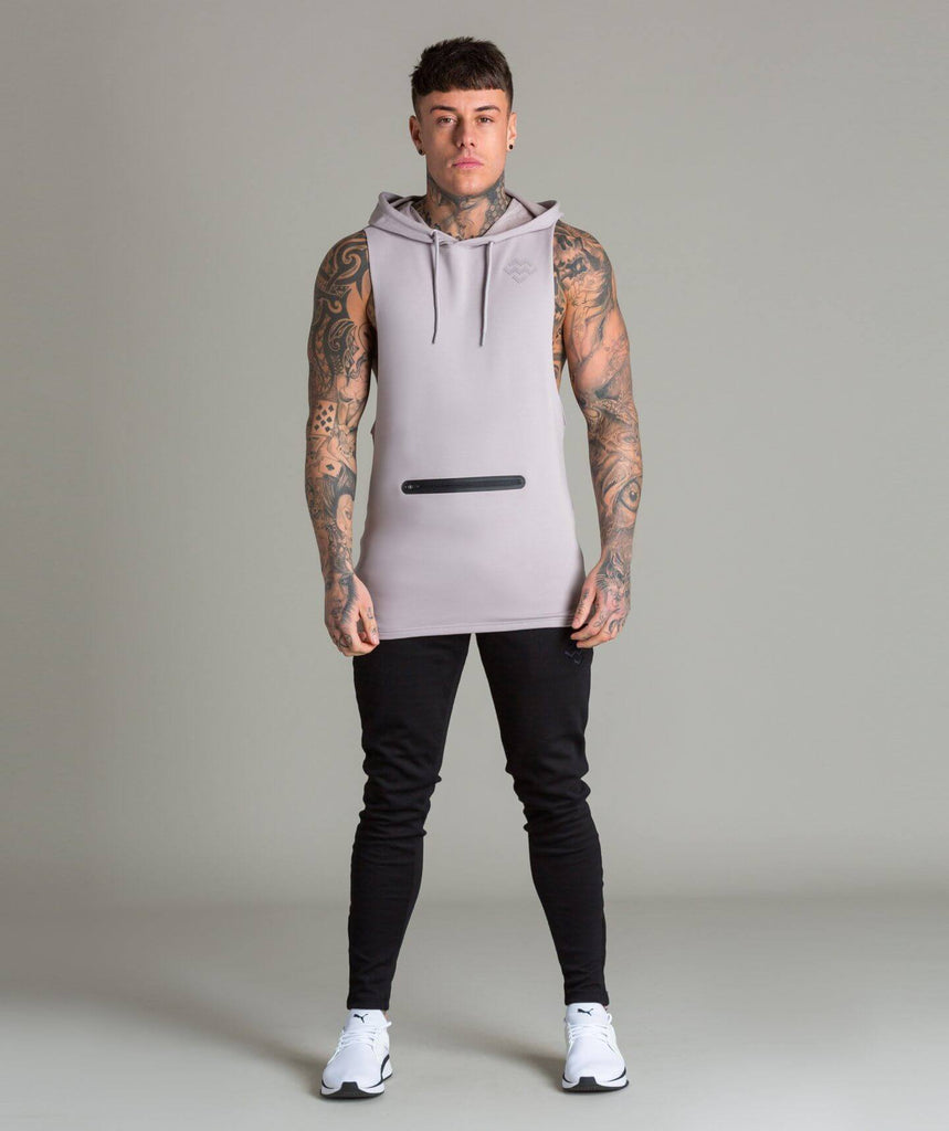 Flow Cut Off Hoodie (Stone) - Machine Fitness