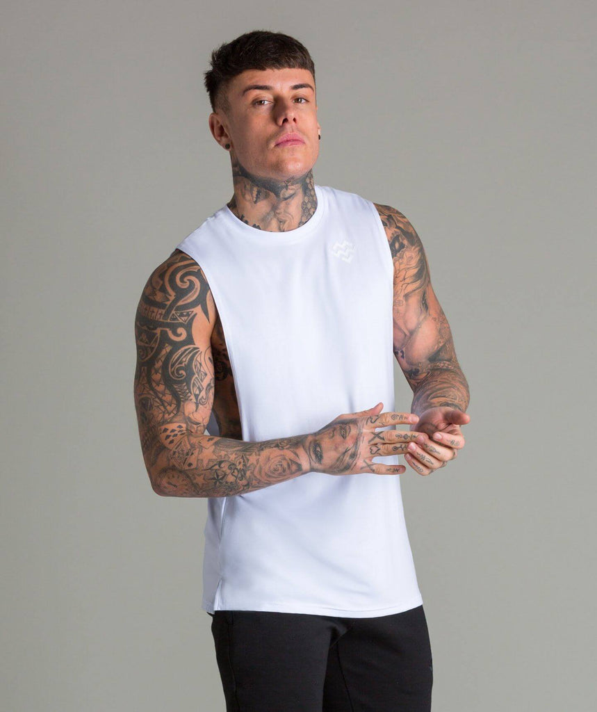 Flow Cut Off T-Shirt (White) - Machine Fitness