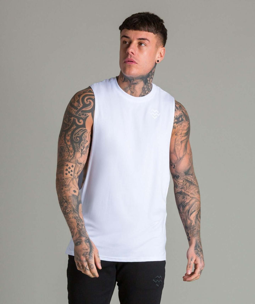 Flow Cut Off T-Shirt (White) - Machine Fitness