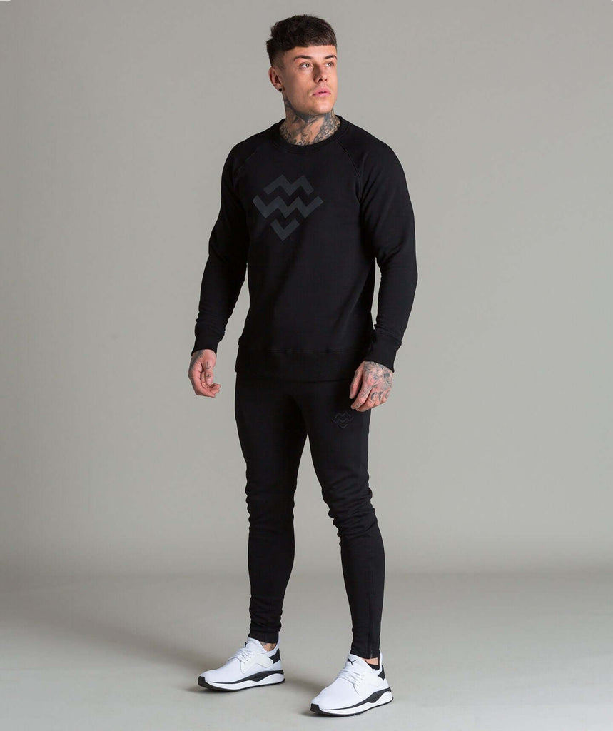 Statement Crew Neck (Black/Black) - Machine Fitness