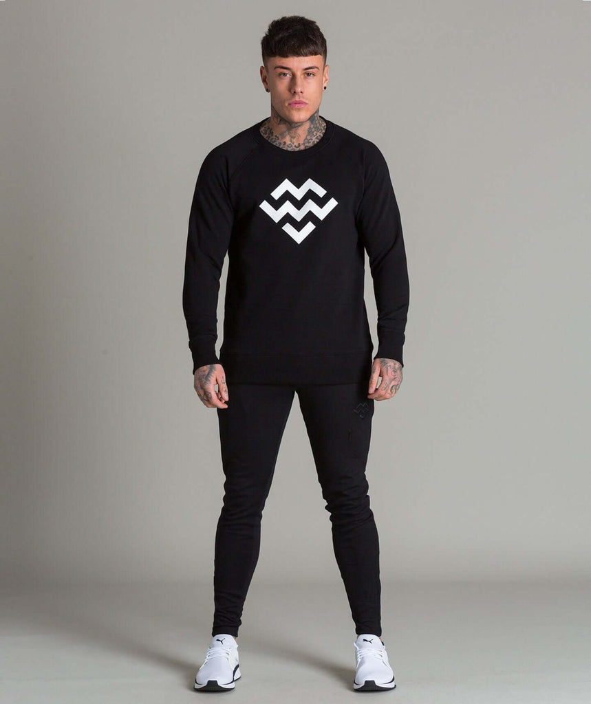 Statement Crew Neck (Black/White) - Machine Fitness