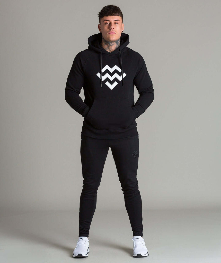 Statement Pullover Hoodie (Black/White) - Machine Fitness