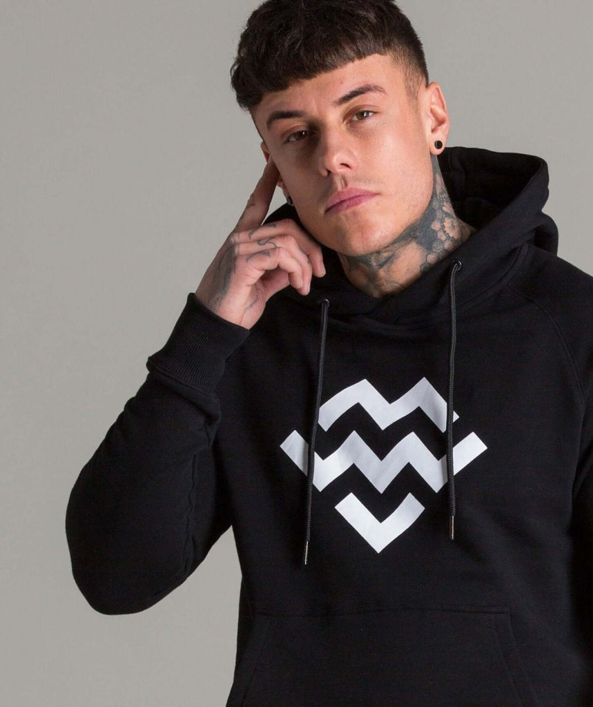 Statement Pullover Hoodie (Black/White) - Machine Fitness