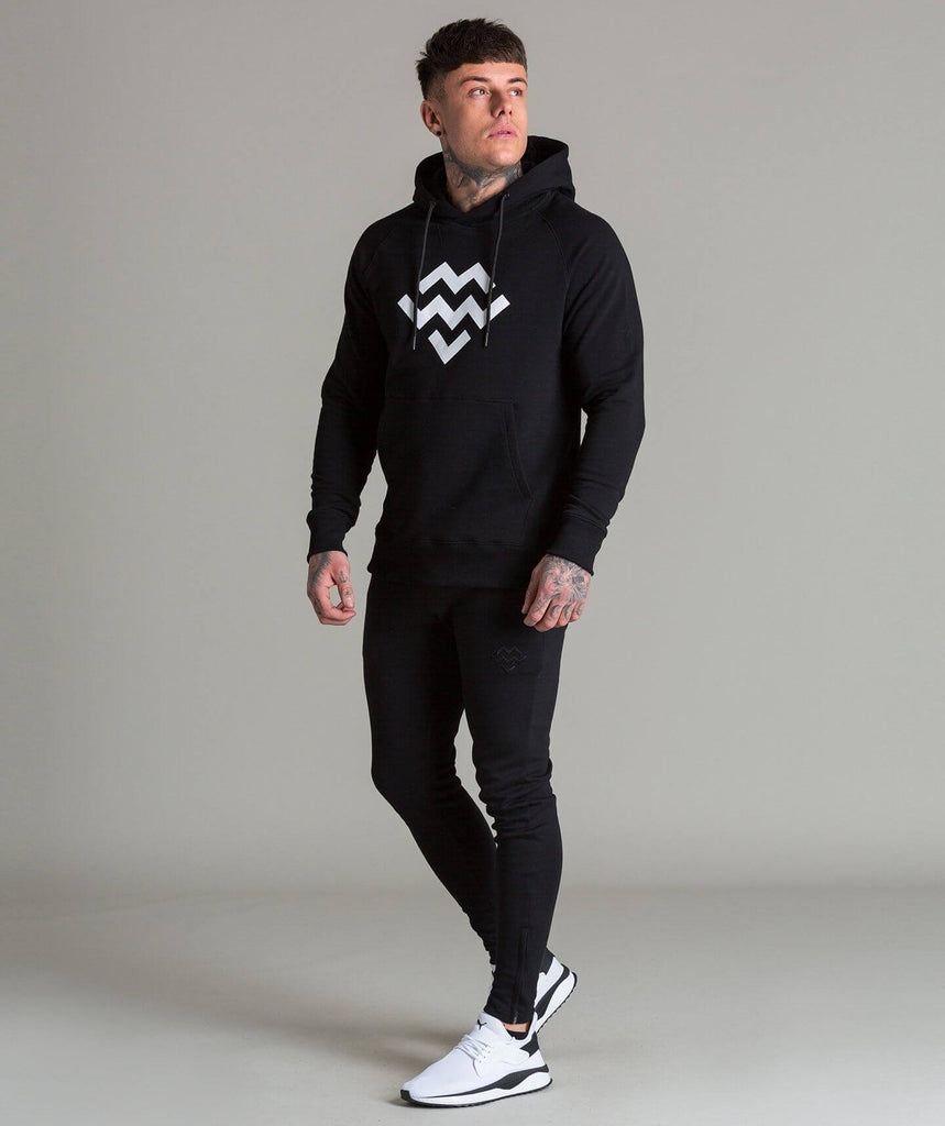 Statement Pullover Hoodie (Black/White) - Machine Fitness