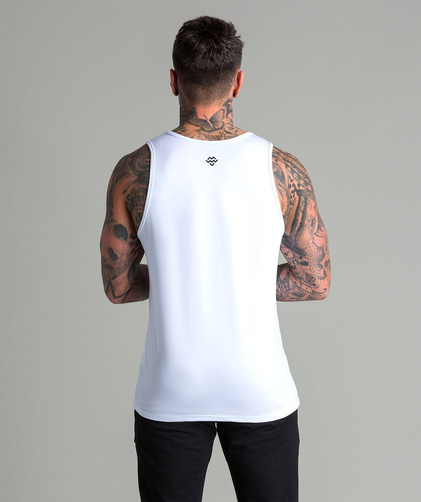 Train Like A Machine Tech Fabric Tank (White) - Machine Fitness